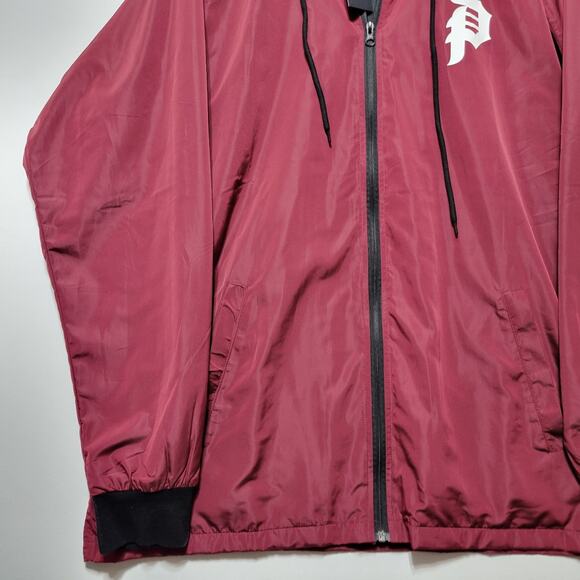 Primitive Men’s XL Bomber Varsity Jacket Maroon Skateboarding Hooded "Big P" - Picture 4 of 11